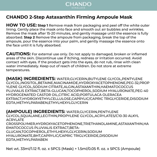 CHANDO HIMALAYA 2-Step Astaxanthin Firming Ampoule Mask – Radiance & Firmness (1.5ml + 5x33ml)
