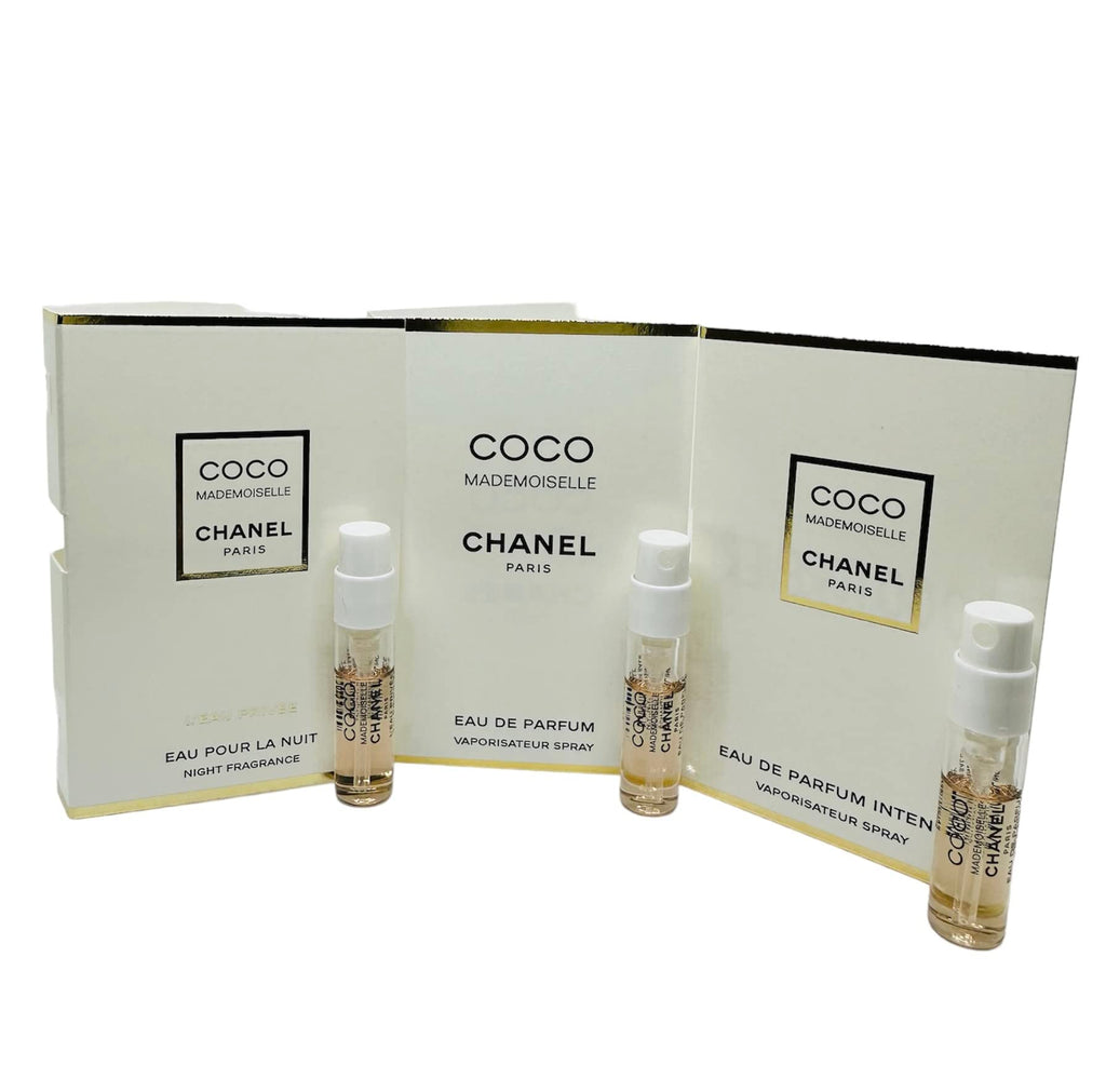 CHANEL Coco Mademoiselle Collection: 3 x 1.5ml Vial Samples (EDP, Intense, L'Eau Privée)