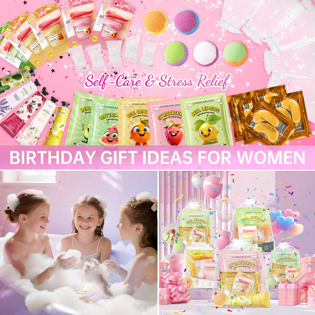 CHANGARLOAD 70-piece Spa Party Kit for 10 | Girls Spa Night Set with Masks, Balms, Bath Bombs