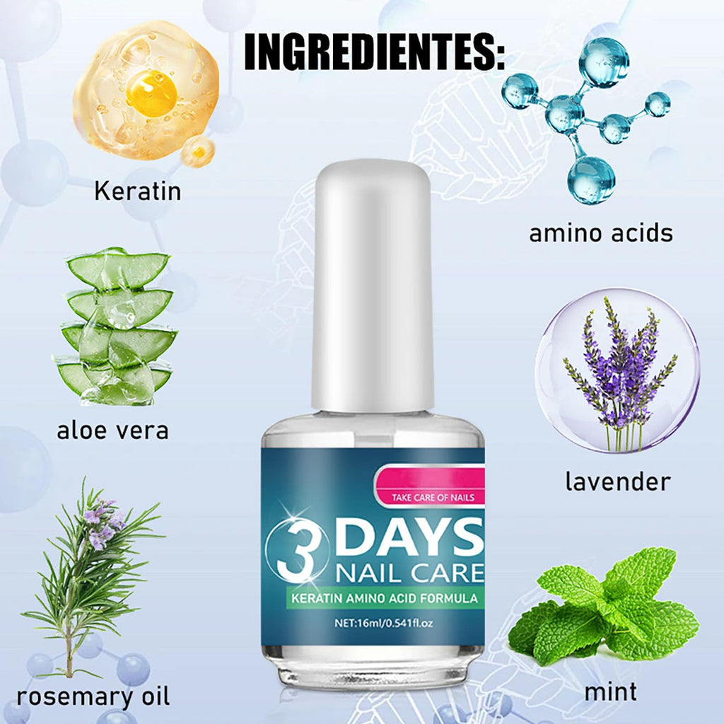 CHAOGKM 3 Days Nail Care: Keratin Amino Acid & Aloe for Strengthening & Hydration (0.54oz)