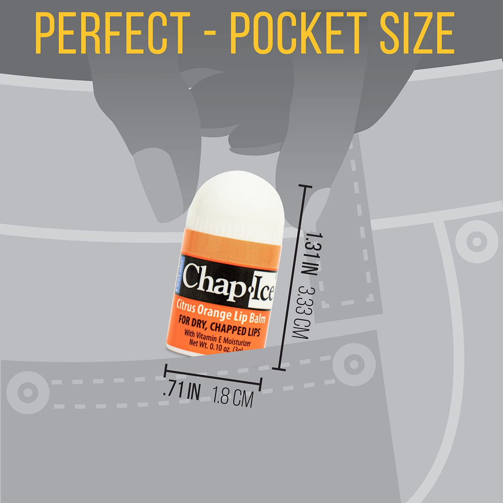 Chap-Ice 12-Count Mini Lip Balm Pack + Keychain | Cherry, Citrus Orange, Kiwi Lime, Beeswax | Made in USA