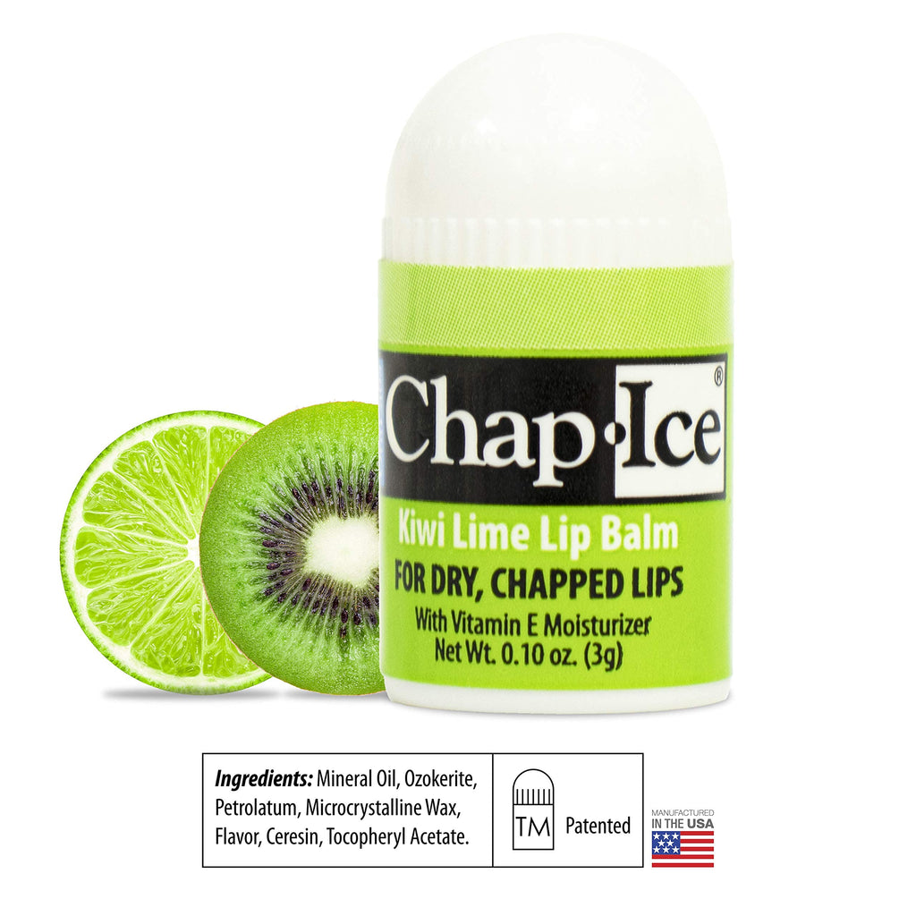 Chap-Ice 12-Count Mini Lip Balm Pack + Keychain | Cherry, Citrus Orange, Kiwi Lime, Beeswax | Made in USA