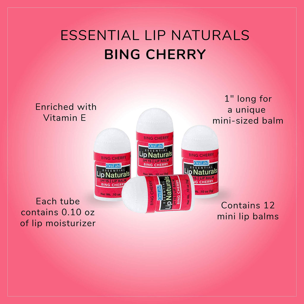 CHAP-ICE Lip Naturals Mini Bing Cherry Lip Balm SPF 15 - 12-Pack, Made in USA