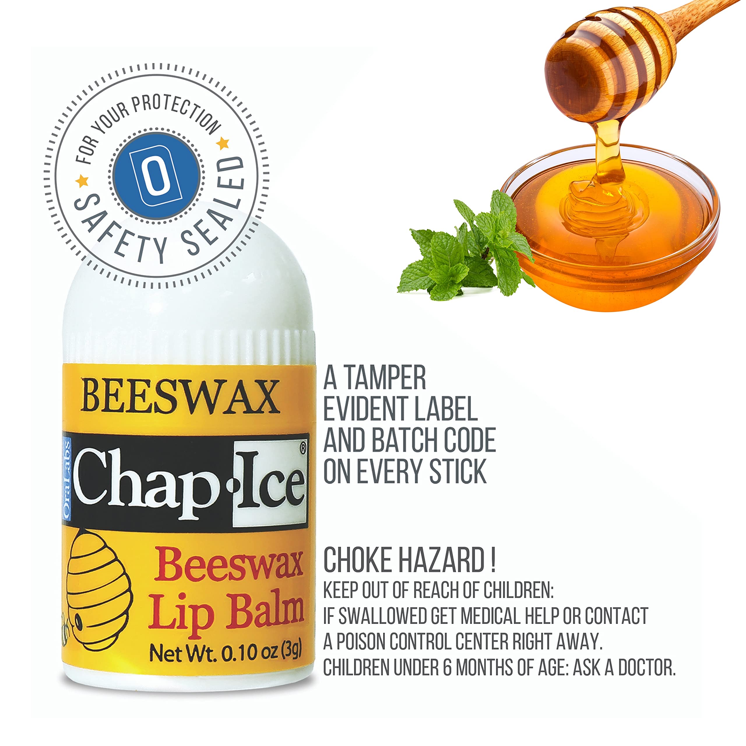 Chap-Ice 12-Count Mini Lip Balm Pack + Keychain | Cherry, Citrus Orange, Kiwi Lime, Beeswax | Made in USA