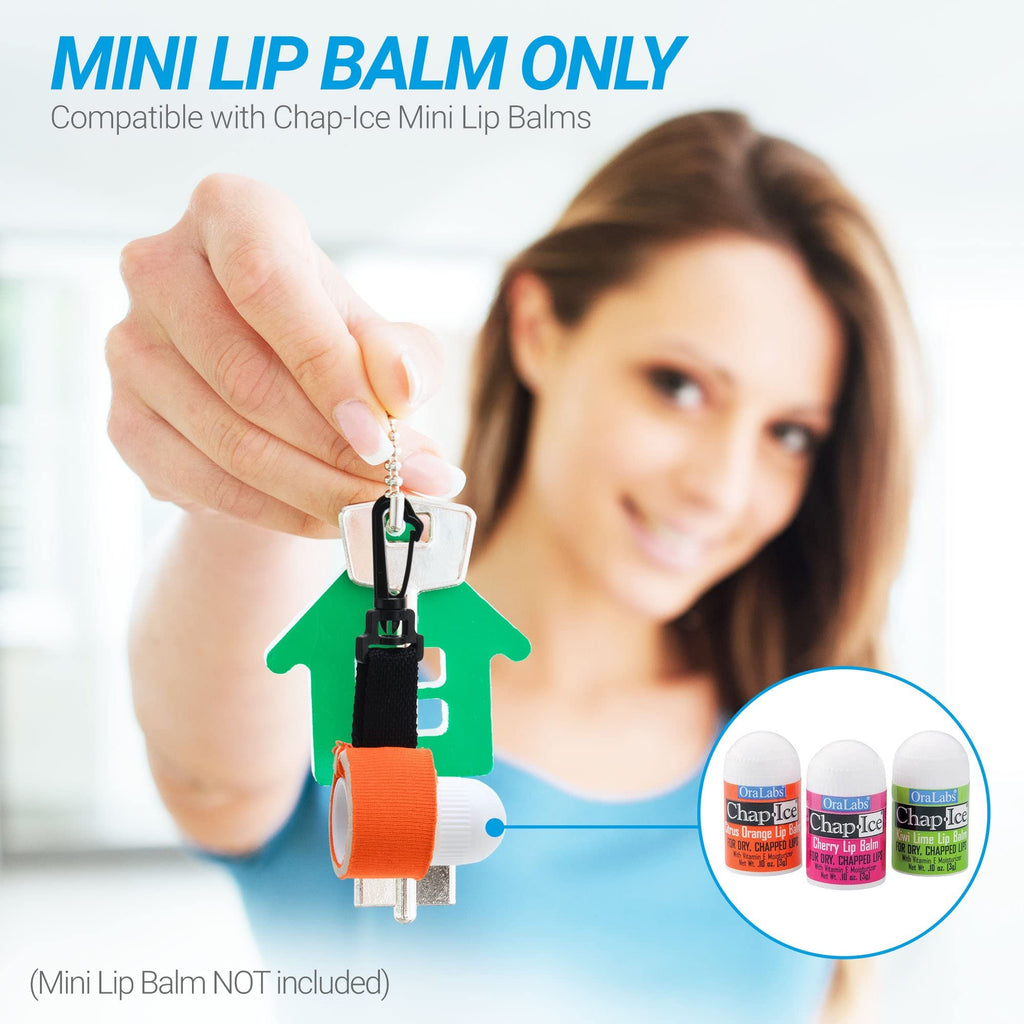 Chap-Ice 12-Count Mini Lip Balm Pack + Keychain | Cherry, Citrus Orange, Kiwi Lime, Beeswax | Made in USA