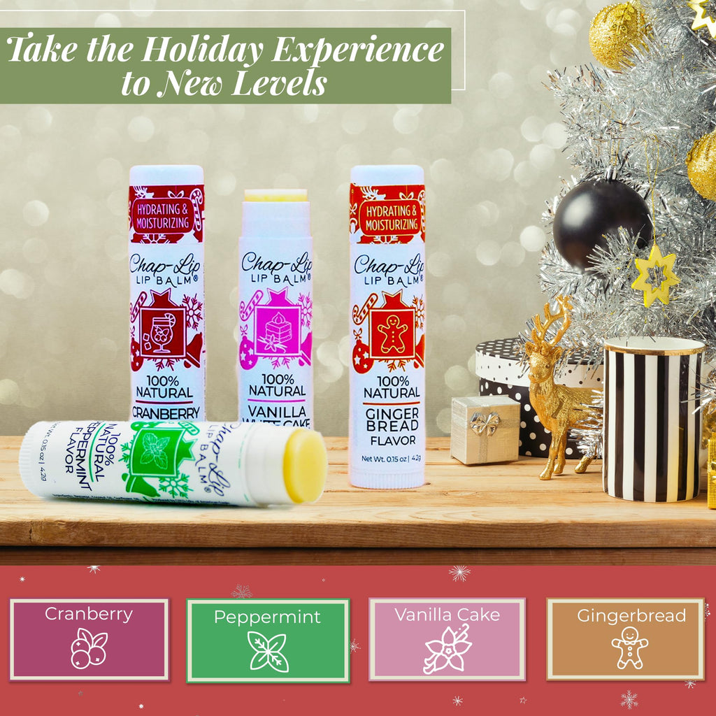Chap-Lip Lip Balm Set — 100% Natural, Beeswax & Cocoa Butter, Petroleum-Free (8 Count, 2 Pack) – Christmas Gift for Her