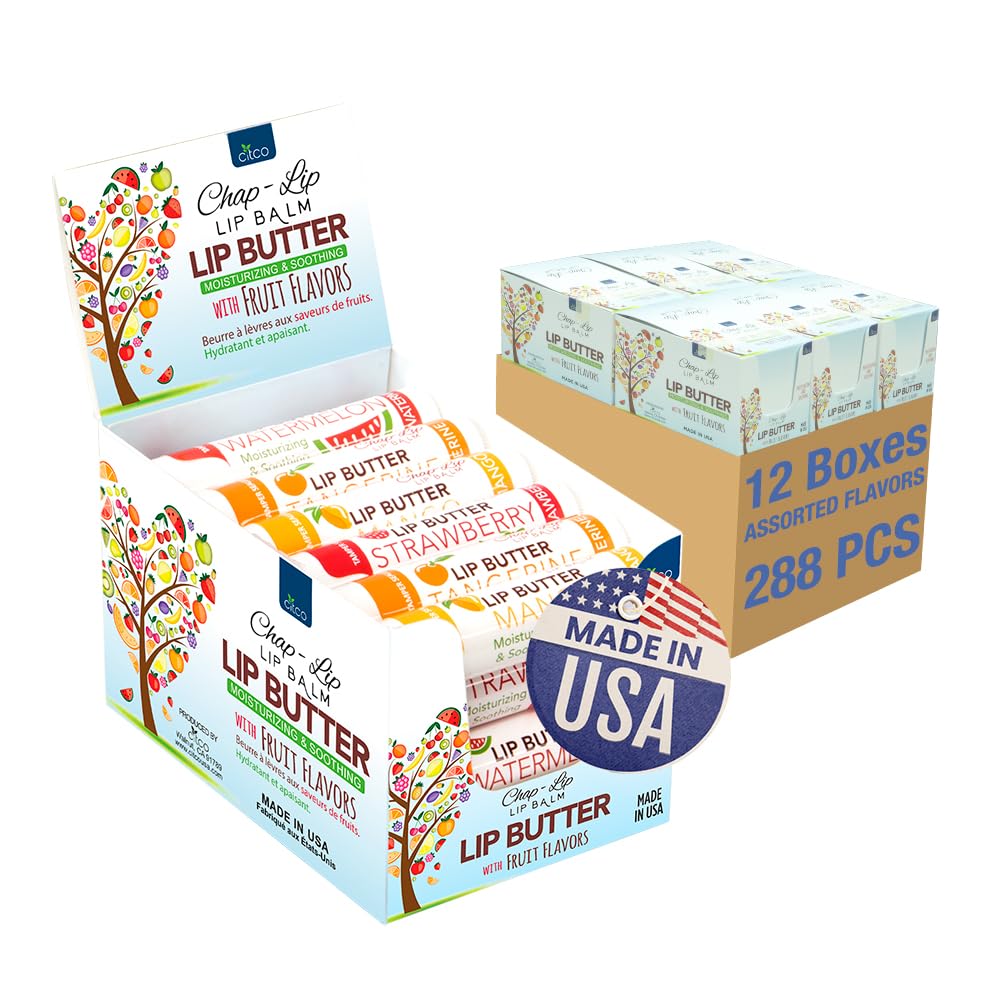 CHAP-LIP Original Lip Balm Bulk Pack – Hydrating Fruit Flavors, USA Made