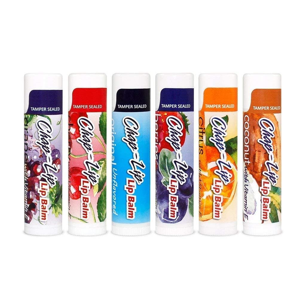 Chap-Lip Vitamin E Lip Balm – Coconut Oil Hydration, 6 Flavors, 48-Count Holiday Jar
