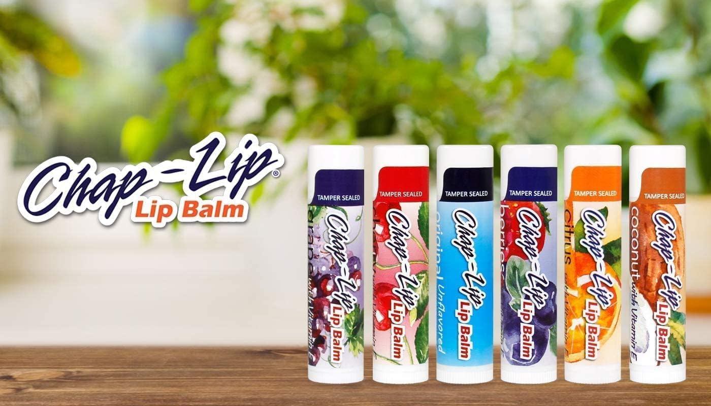 Chap-Lip Vitamin E Lip Balm – Coconut Oil Hydration, 6 Flavors, 48-Count Holiday Jar