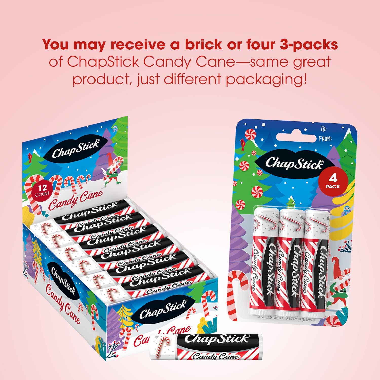 ChapStick Candy Cane Bulk Lip Balm – 12 Sticks Fresh Mint Moisturizer | Stocking Stuffers
