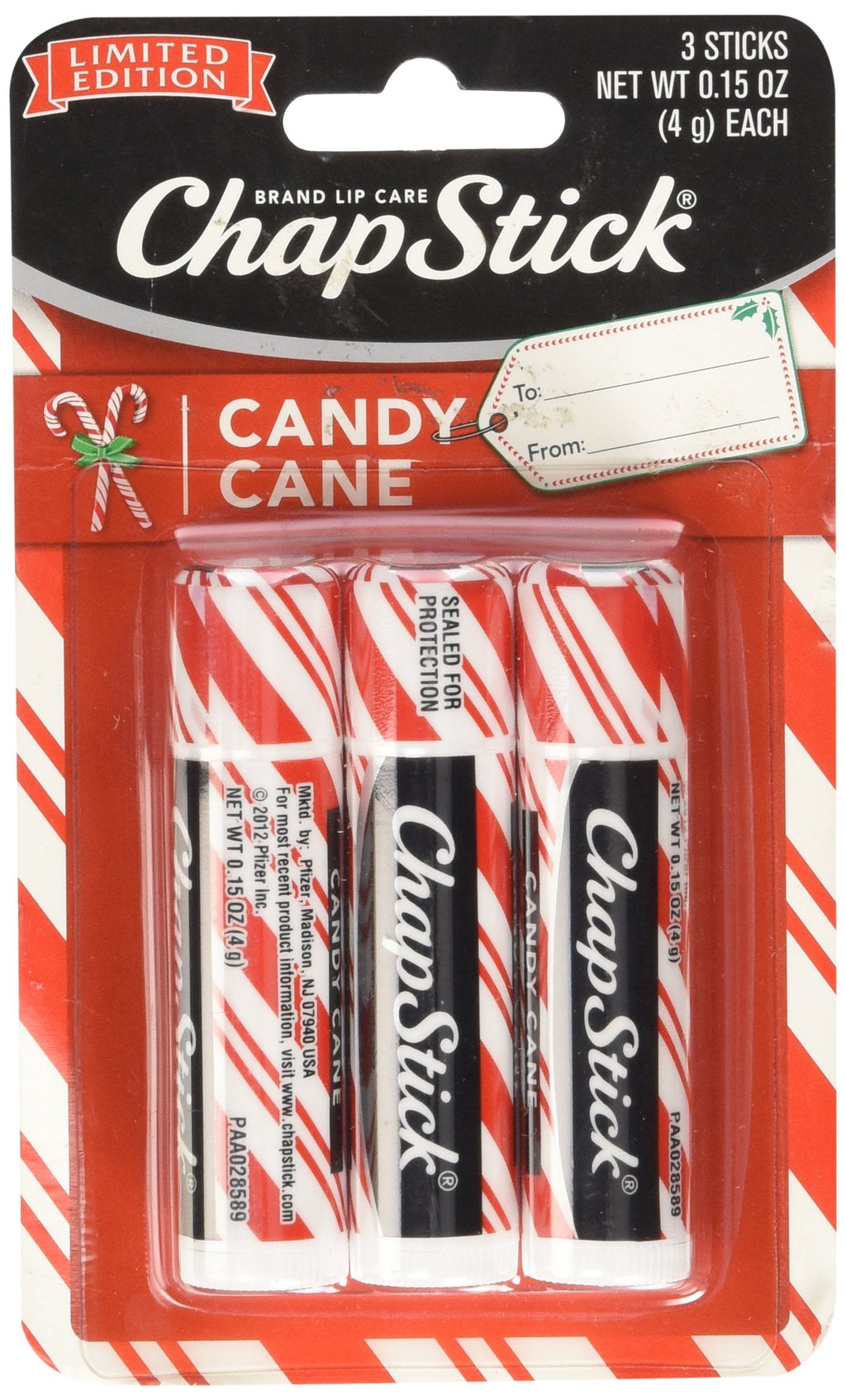 ChapStick Limited Edition Candy Cane Lip Balm – Pack of 3