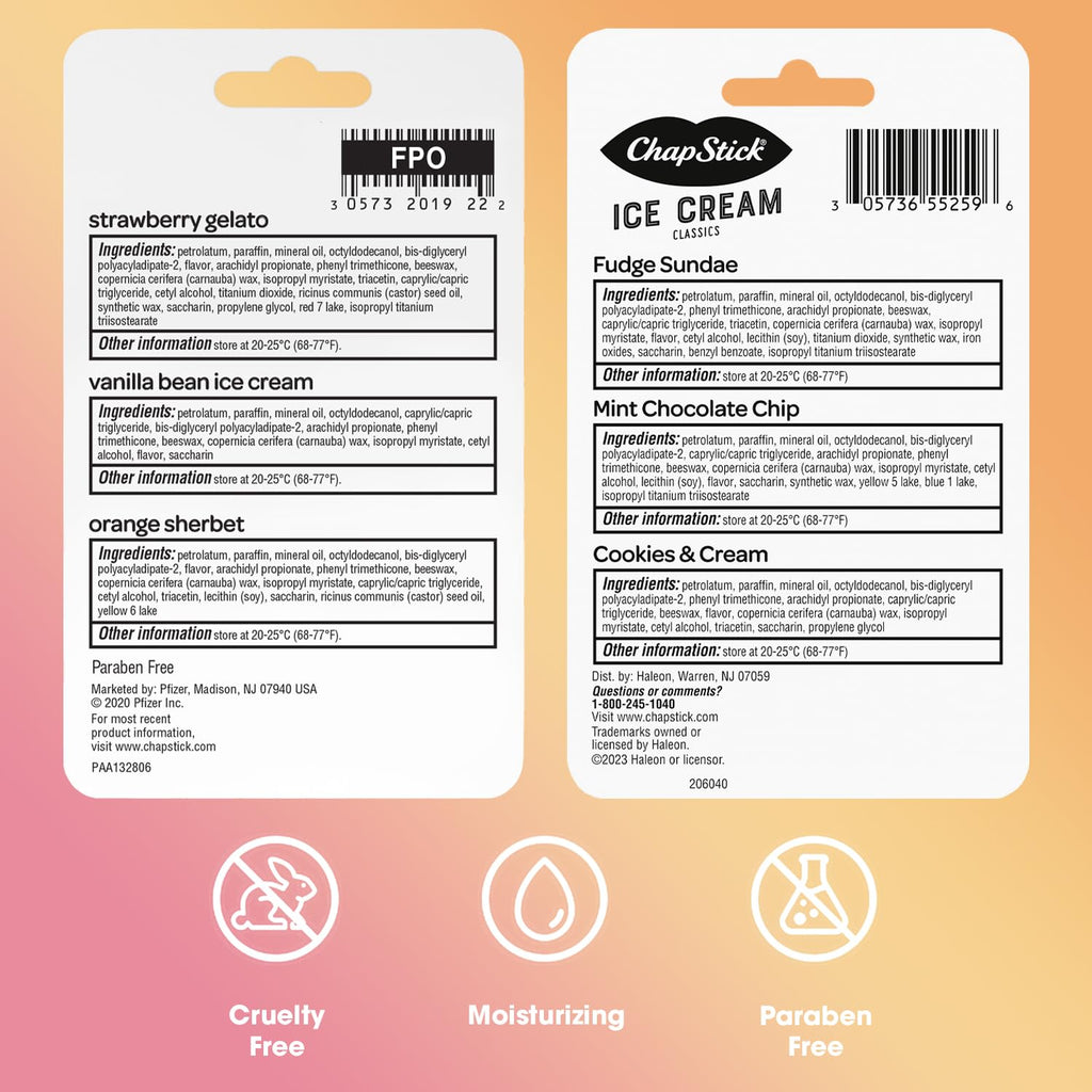 ChapStick Lip Balm Ice Cream Collection 3-Pack + Ice Cream Classics 3-Pack
