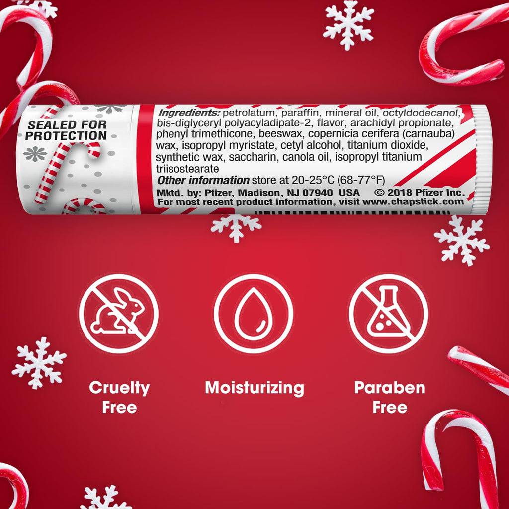 ChapStick Candy Cane Lip Balm – 6-Count Minty Moisturizer | Fresh Holiday Lip Care