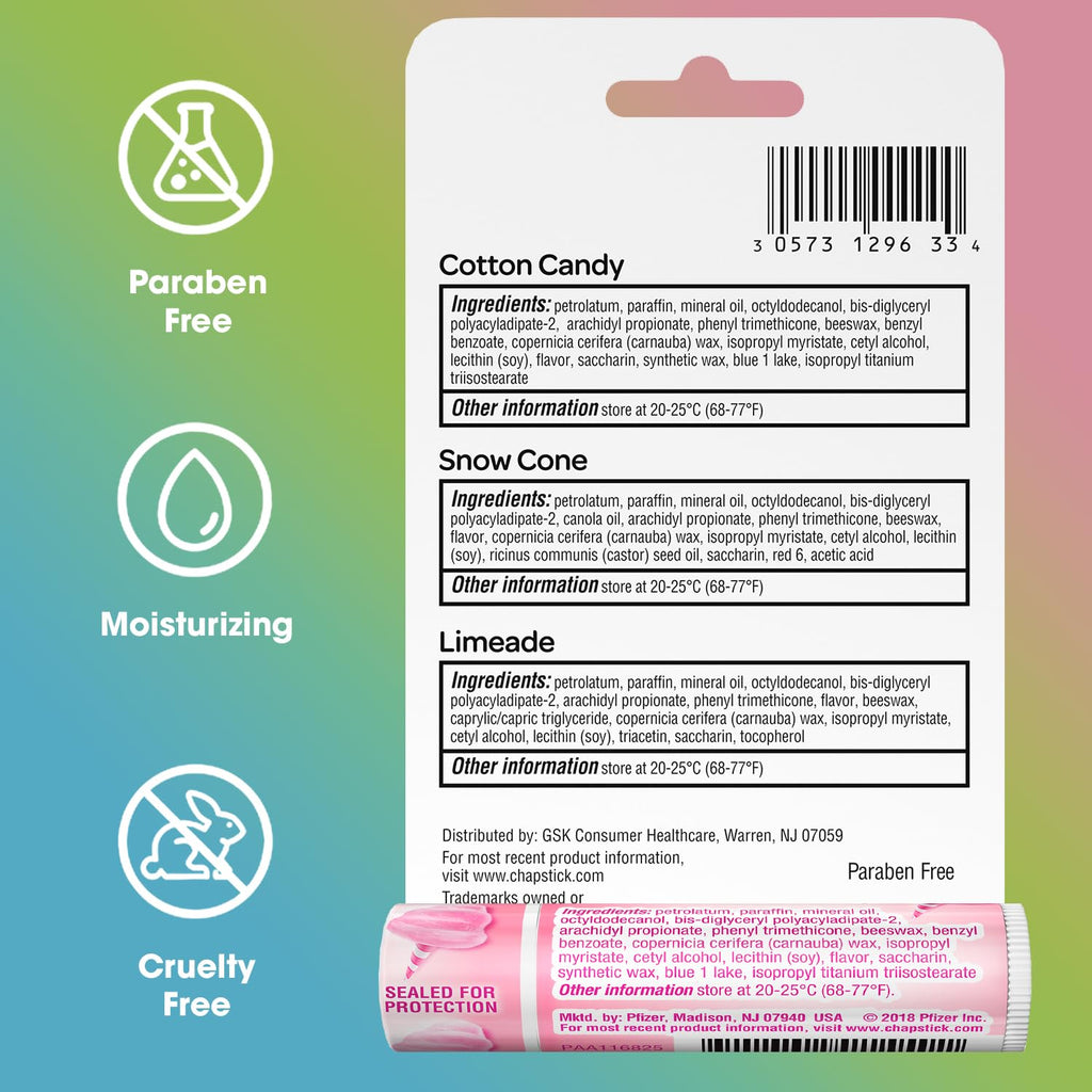 ChapStick Vacation Getaway Lip Balm Collection — Snow Cone, Limeade & Cotton Candy (5-Piece Set)