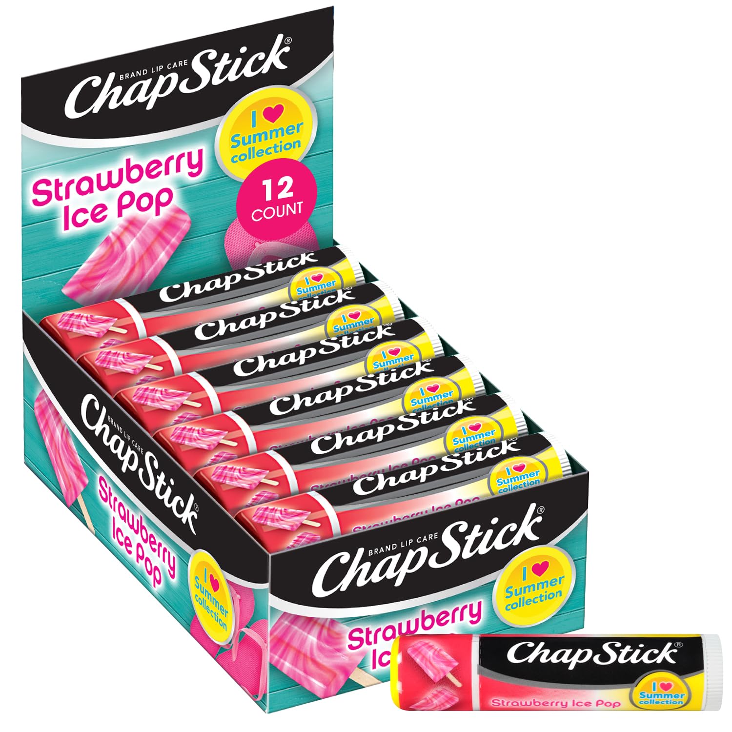 ChapStick Lip Moisturizer Strawberry Ice Pop – 12-Pack Limited Edition Lip Balm