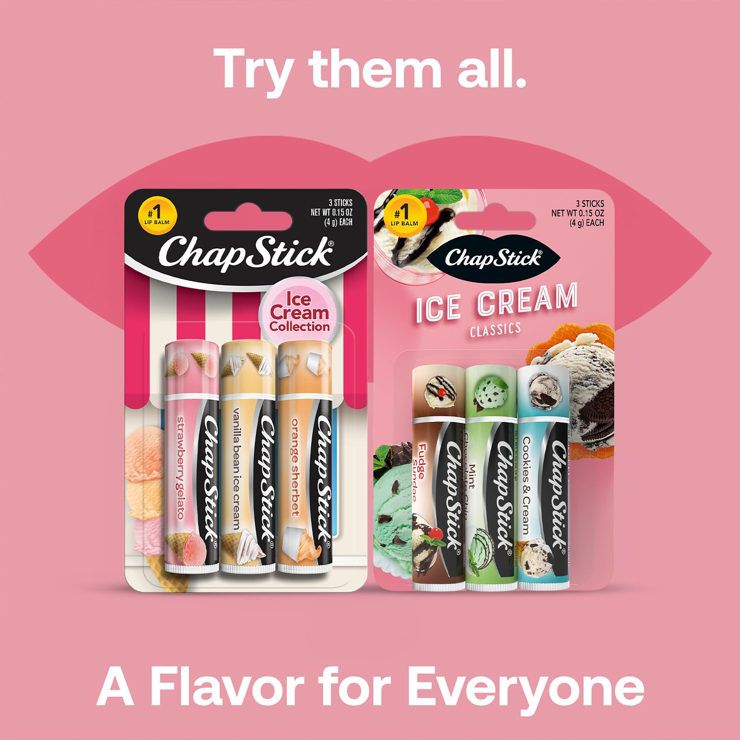 ChapStick Lip Balm Ice Cream Collection 3-Pack + Ice Cream Classics 3-Pack
