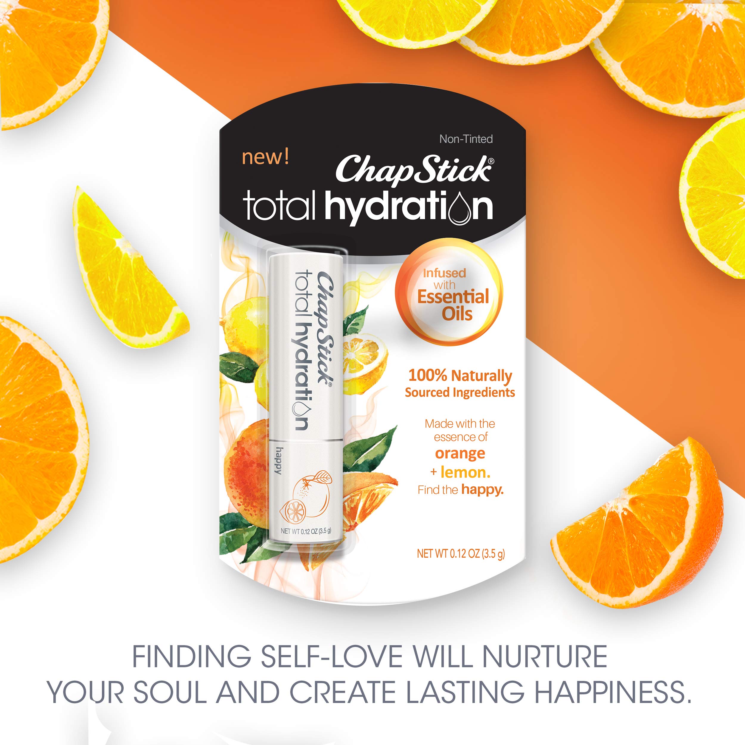 ChapStick Total Hydration Essential Oils Happy Orange and Lemon Lip Balm Tube – 0.12 oz