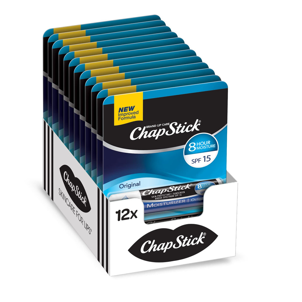 ChapStick Original Moisturizer Lip Balm Tubes | SPF 15 | 0.15 oz (Pack of 12)