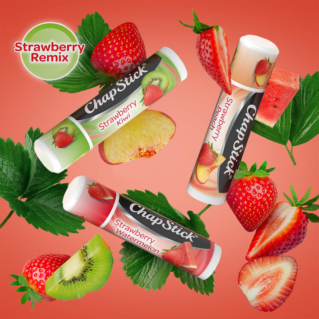 ChapStick Strawberry Lip Balm 5-Pack – Remix 3-Pack + Original 2-Pack | Sweet & Fruity Lip Care