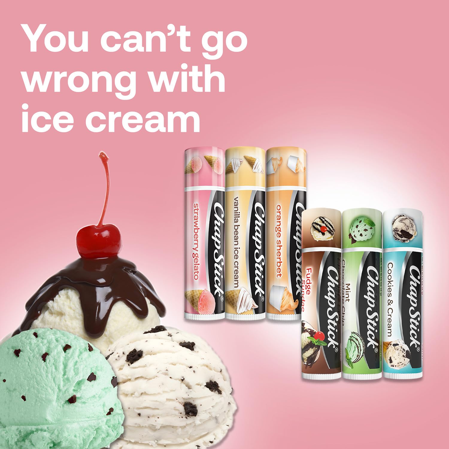 ChapStick Lip Balm Ice Cream Collection 3-Pack + Ice Cream Classics 3-Pack