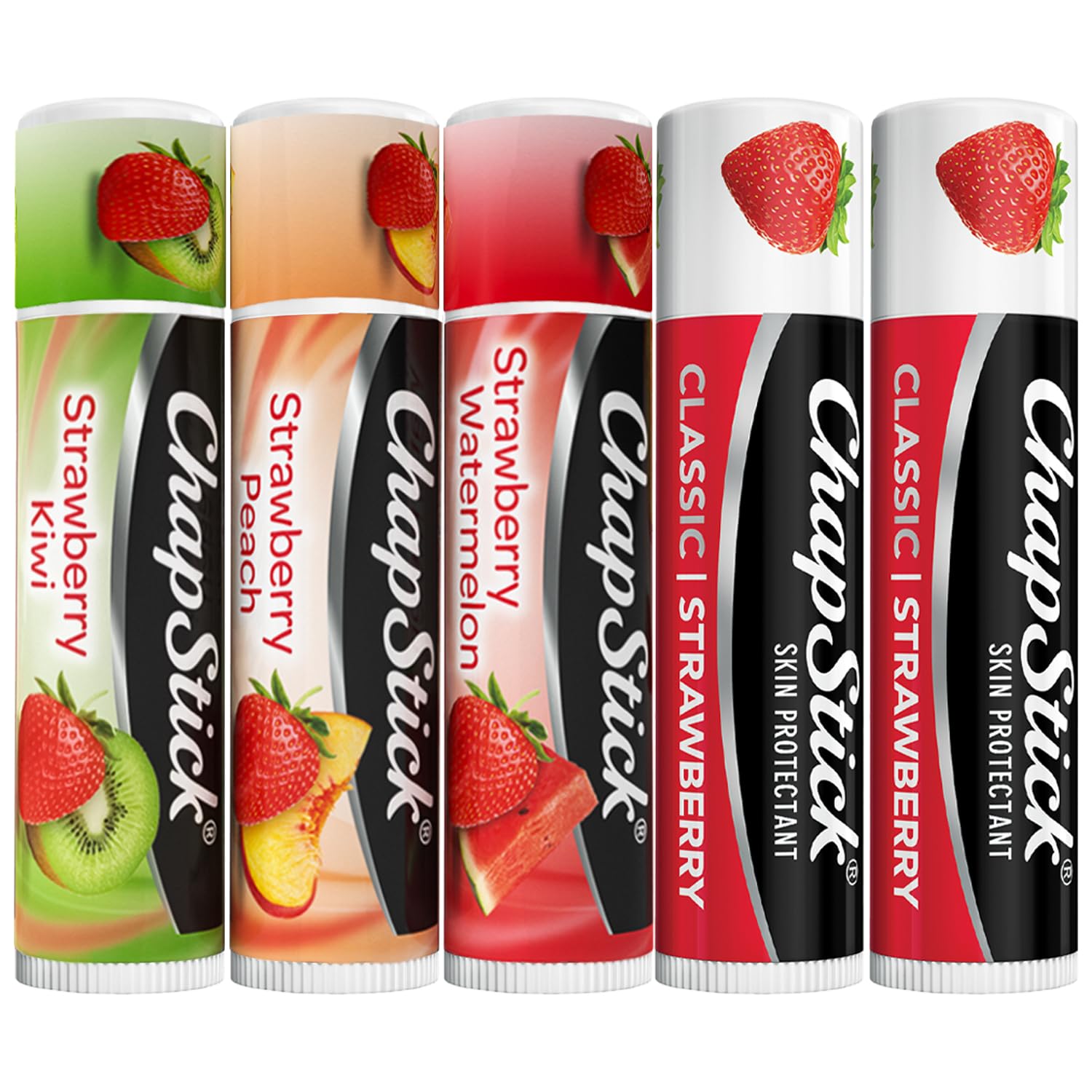 ChapStick Strawberry Lip Balm 5-Pack – Remix 3-Pack + Original 2-Pack | Sweet & Fruity Lip Care