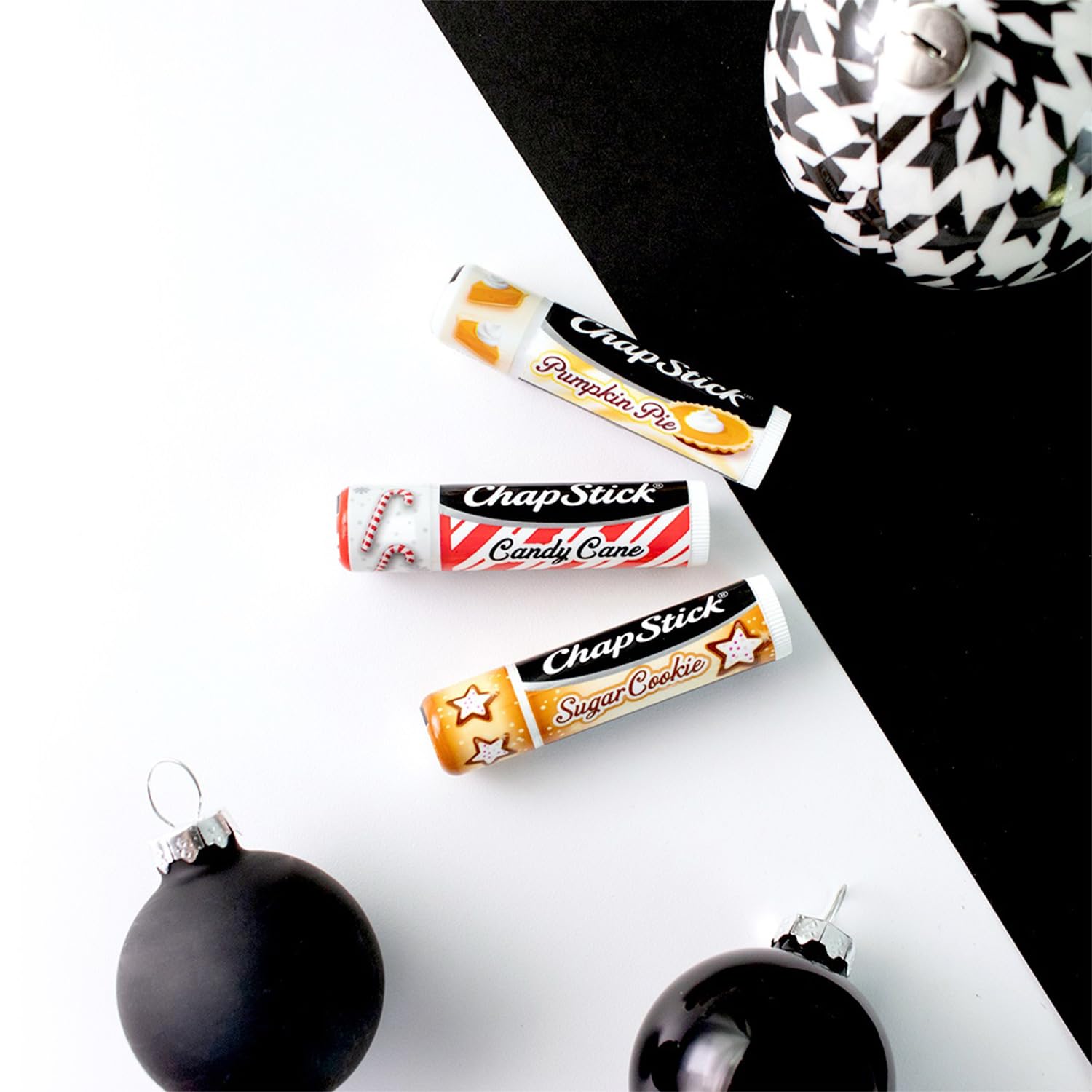 ChapStick Bulk Lip Balm – Holiday Variety 3-Packs (18 Sticks) Candy Cane, Sugar Cookie, Pumpkin Pie