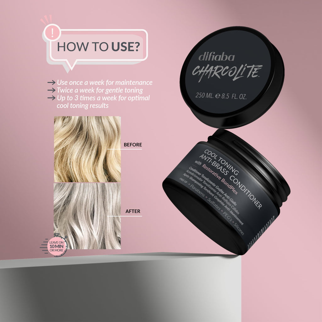 Charcolite Blonde Conditioner with Restorative BondPlex – Anti-Brass Cool Tone for Color-Treated Hair 8.5 fl oz