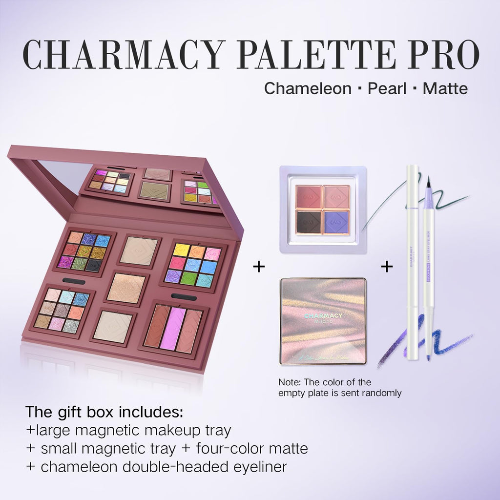 CHARMACY Chameleon All-in-One Palette – 33 Magnetic Mulrichrome Shades for Eyes, Cheeks, and Contours
