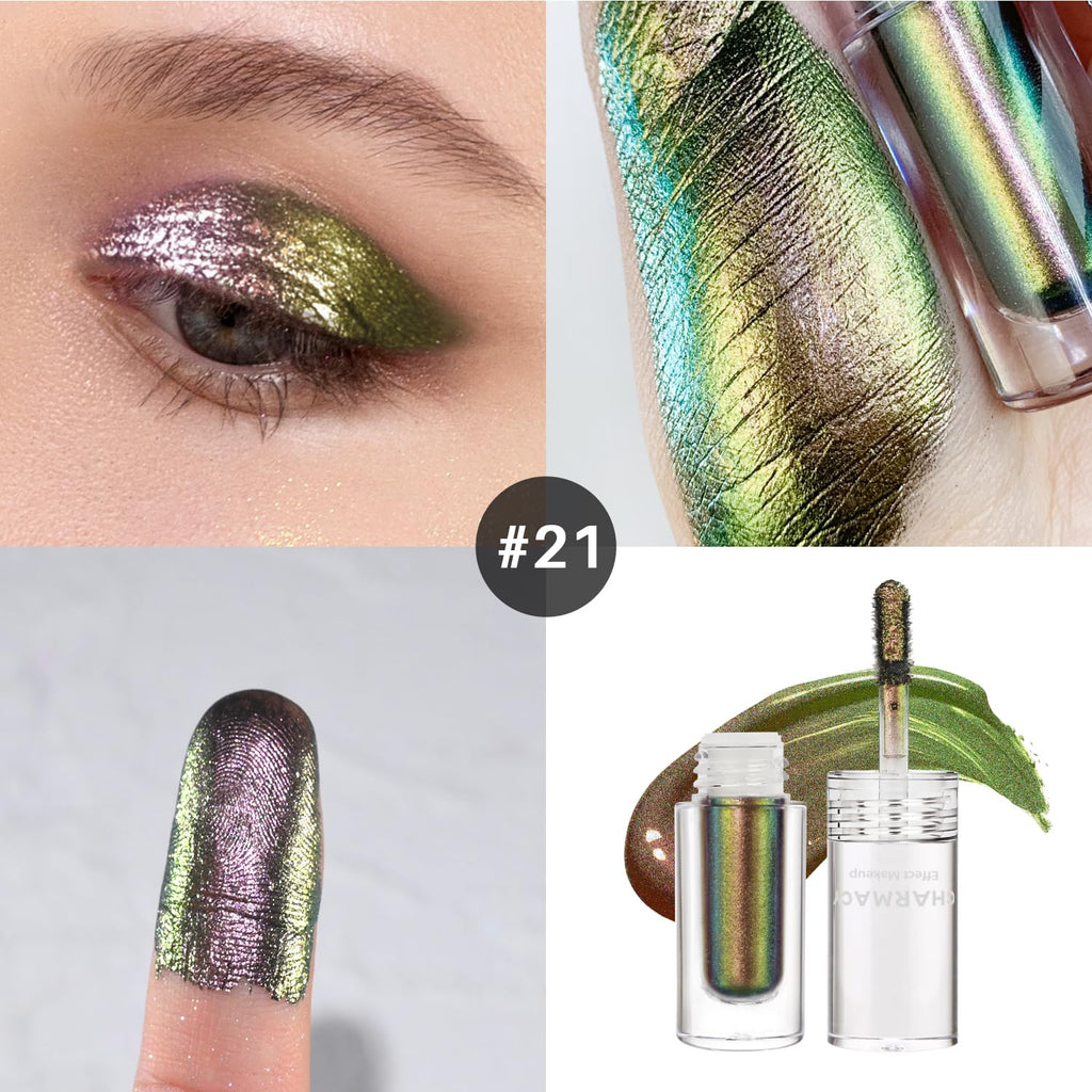 CHARMACY Liquid Duochrome Eyeshadow – Multichrome Finish, Quick-Drying Glitter, 1.6g (#21)