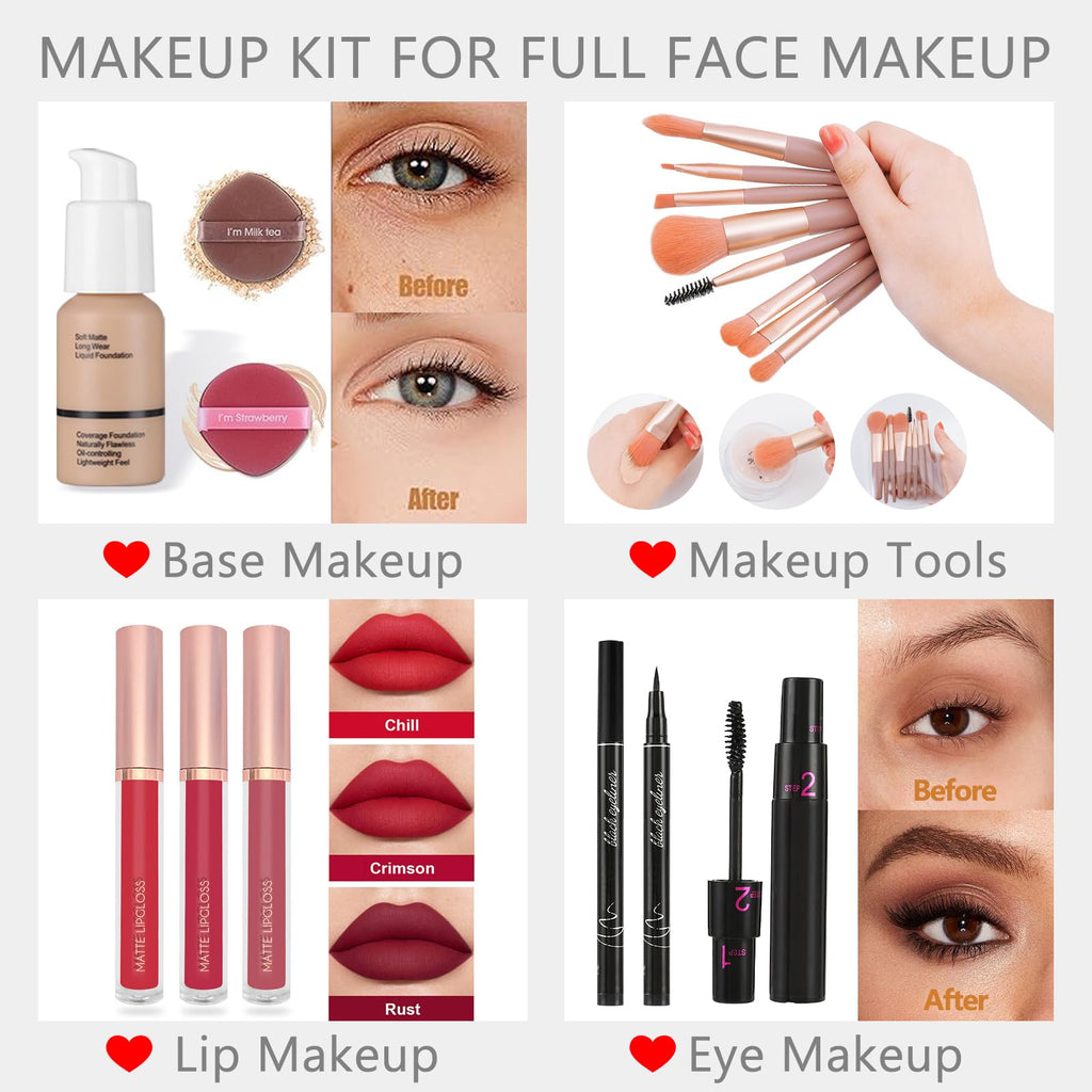 CHARMCODE Full Makeup Kit – All-in-One Cosmetic Set for Women (84 Eyeshadows, 36 Lip Colors)