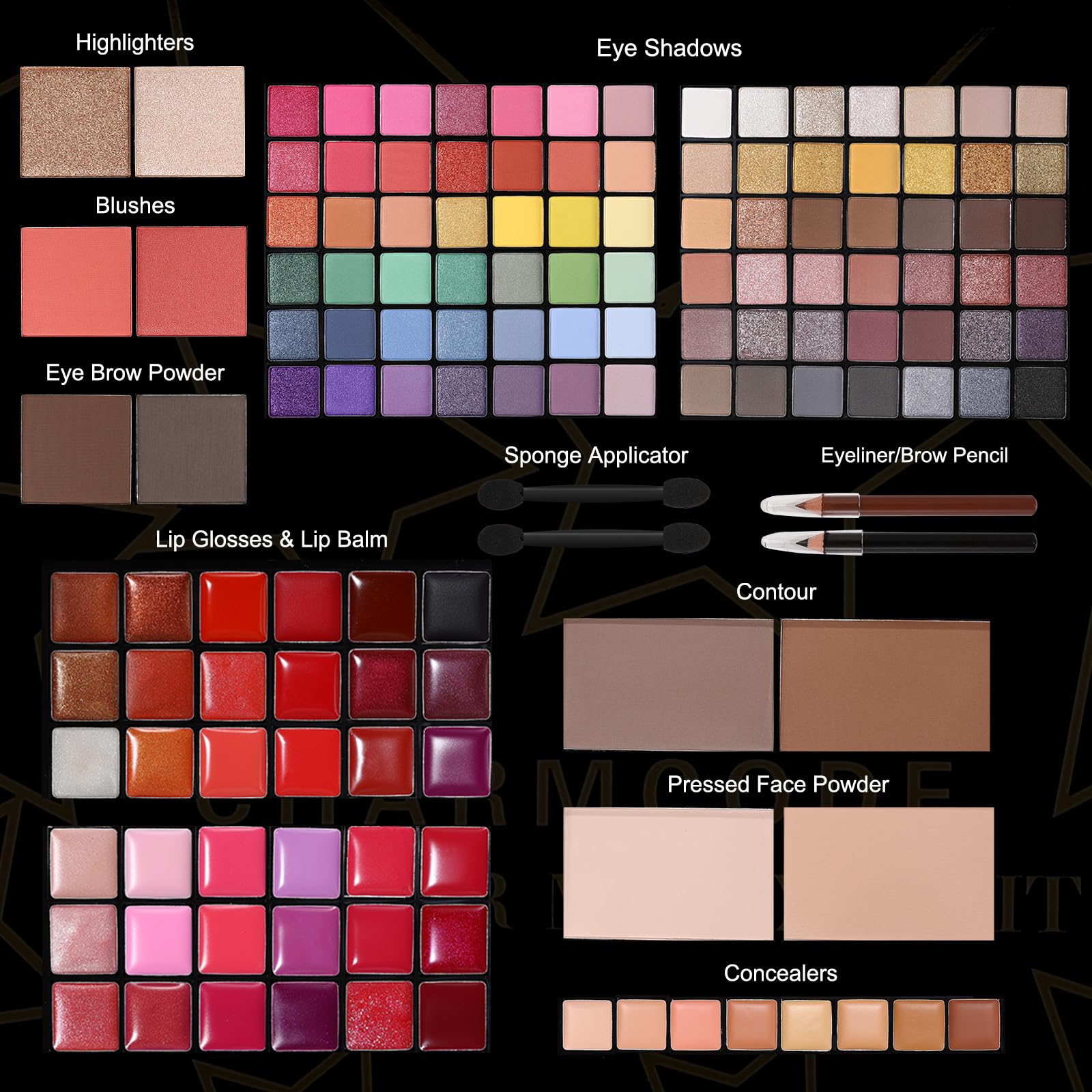 CHARMCODE All-in-One Makeup Kit | 138-Color Eyeshadow Palette & More