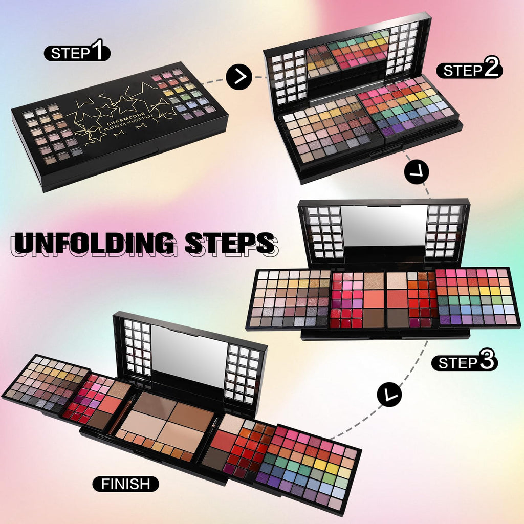 CHARMCODE Full Makeup Kit – All-in-One Cosmetic Set for Women (84 Eyeshadows, 36 Lip Colors)