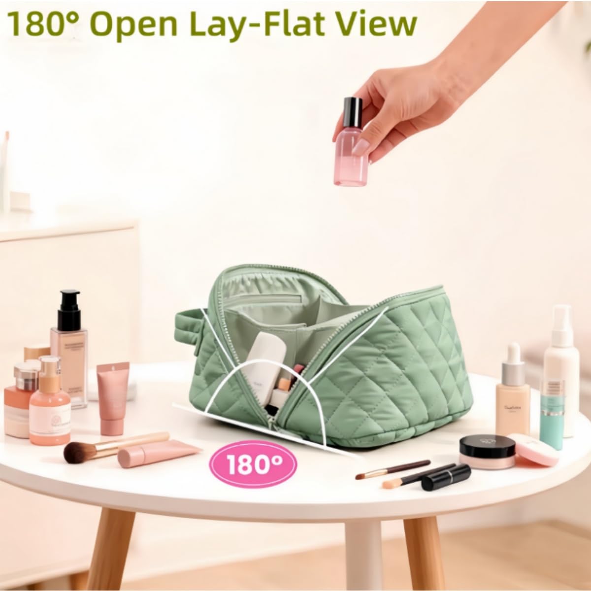 Chasefun Petition Makeup Bag for Women – Wide-Open Lay-Flat Cosmetic Case, Travel-Ready & Waterproof