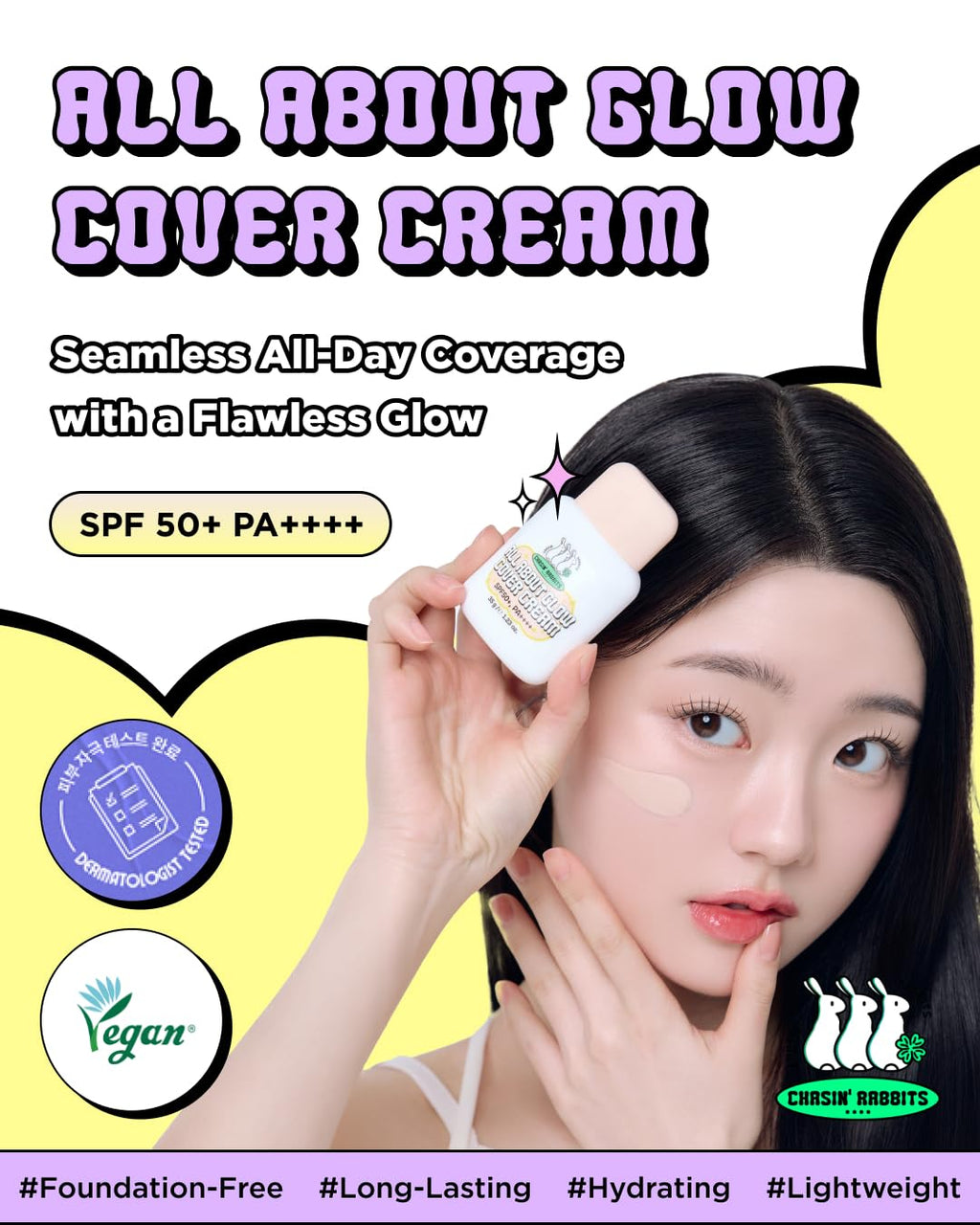 CHASIN' RABBITS All About Glow Cover Cream – Lightweight Hydration, 24H Radiance