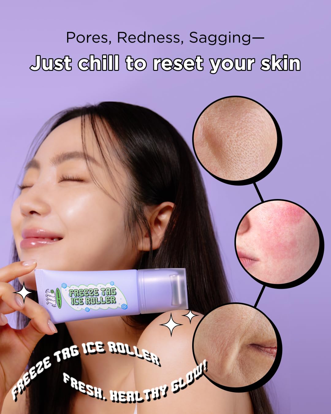 CHASIN' RABBITS Freeze Tag Ice Roller – Cold Face Roller for Pore Tightening & Firming