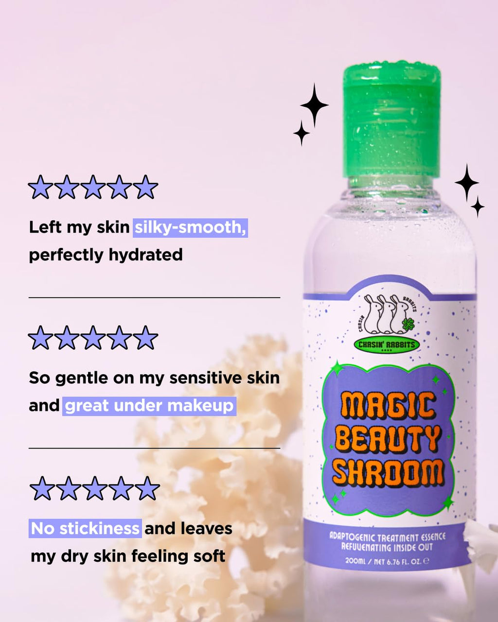 CHASIN' RABBITS Magic Beauty Shroom Essence — Hydrating Tremella Mushroom Korean Skin Care (200 mL / 6.76 fl oz)