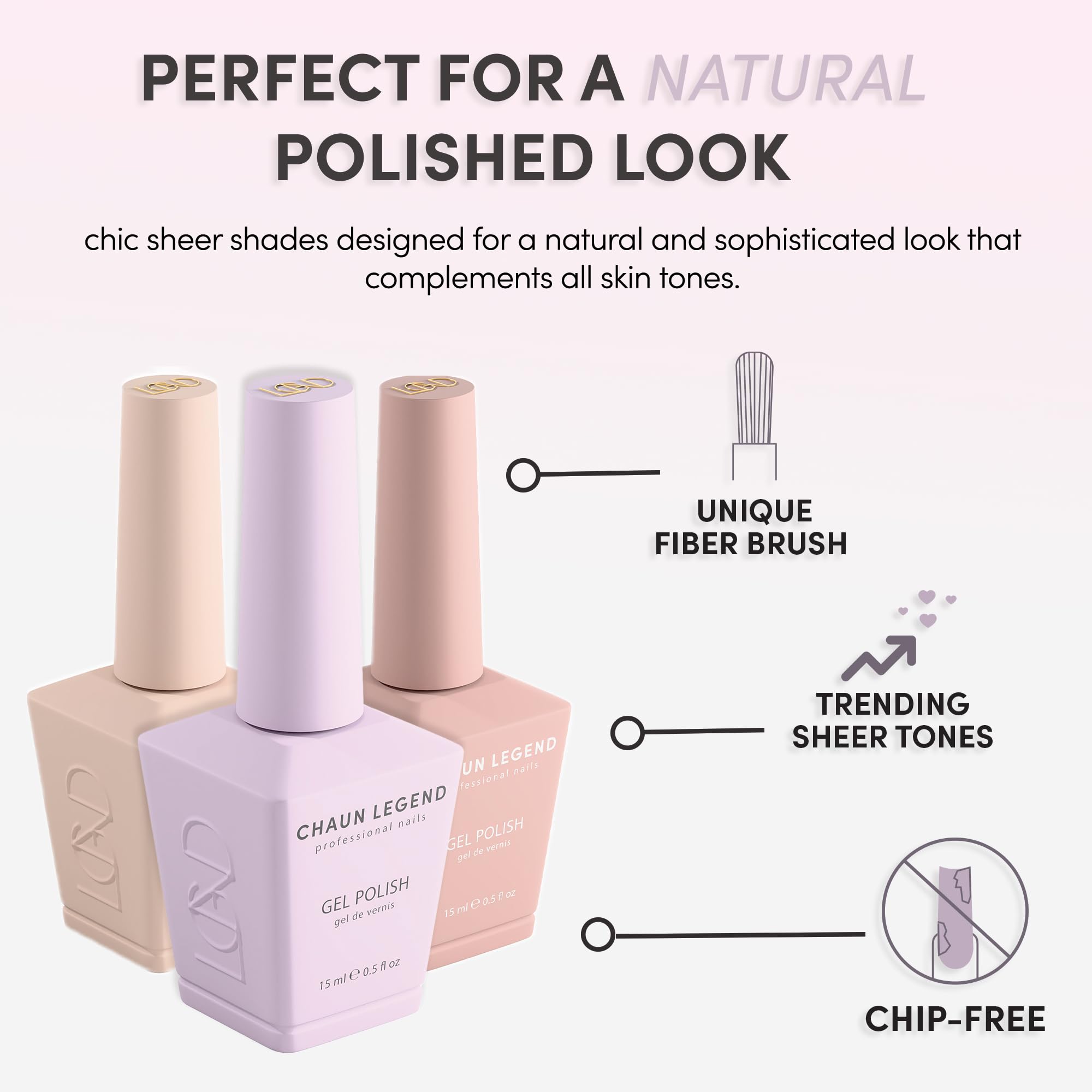 Chaun Legend Gel Nail Polish 0.5 Ounce | Sheer Tones | Hush Little Blush LG5099