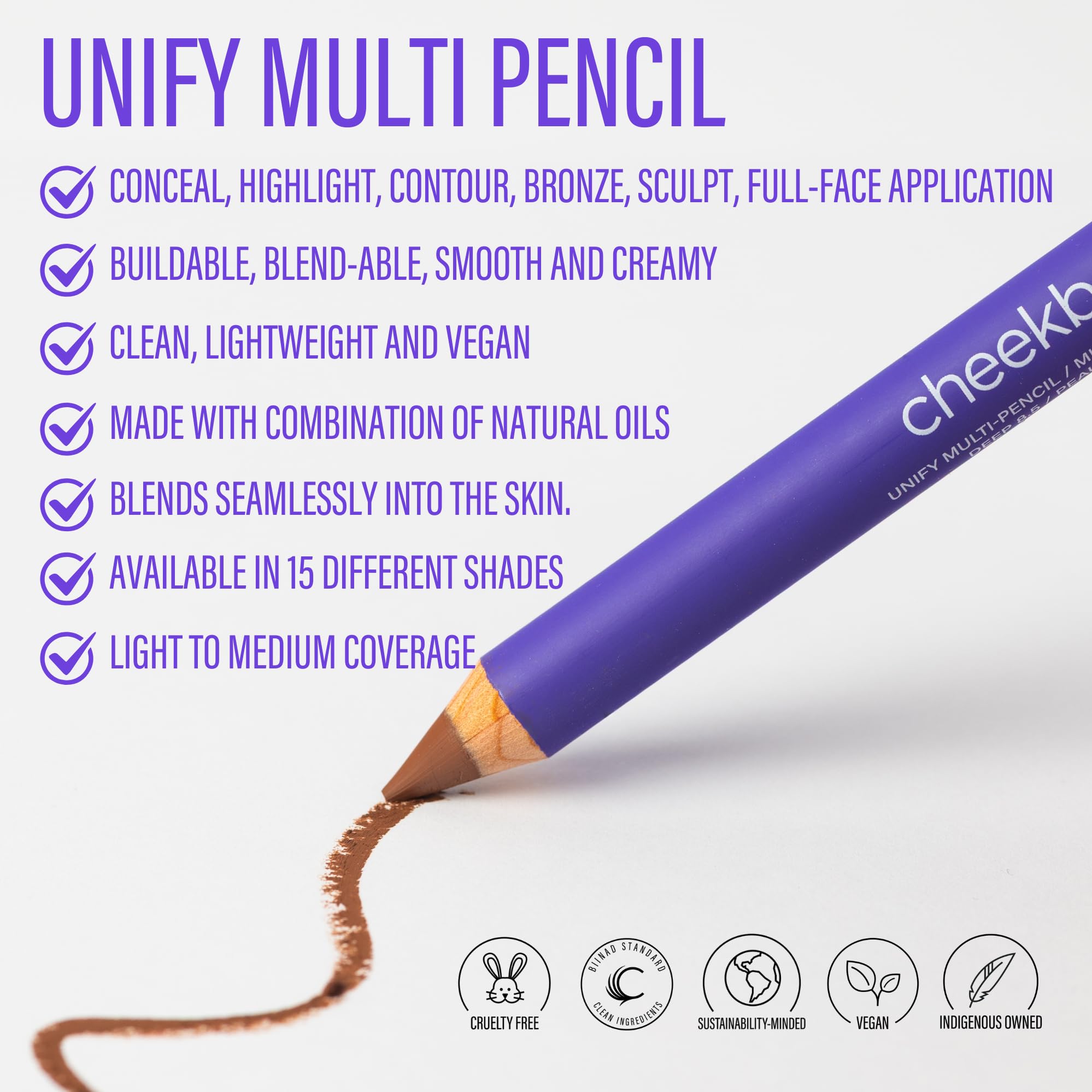 Cheekbone Unify Complexion Multi Pencil Deep 8 – Conceal, Brighten & Sculpt with a Buildable, Lightweight Vegan Formula