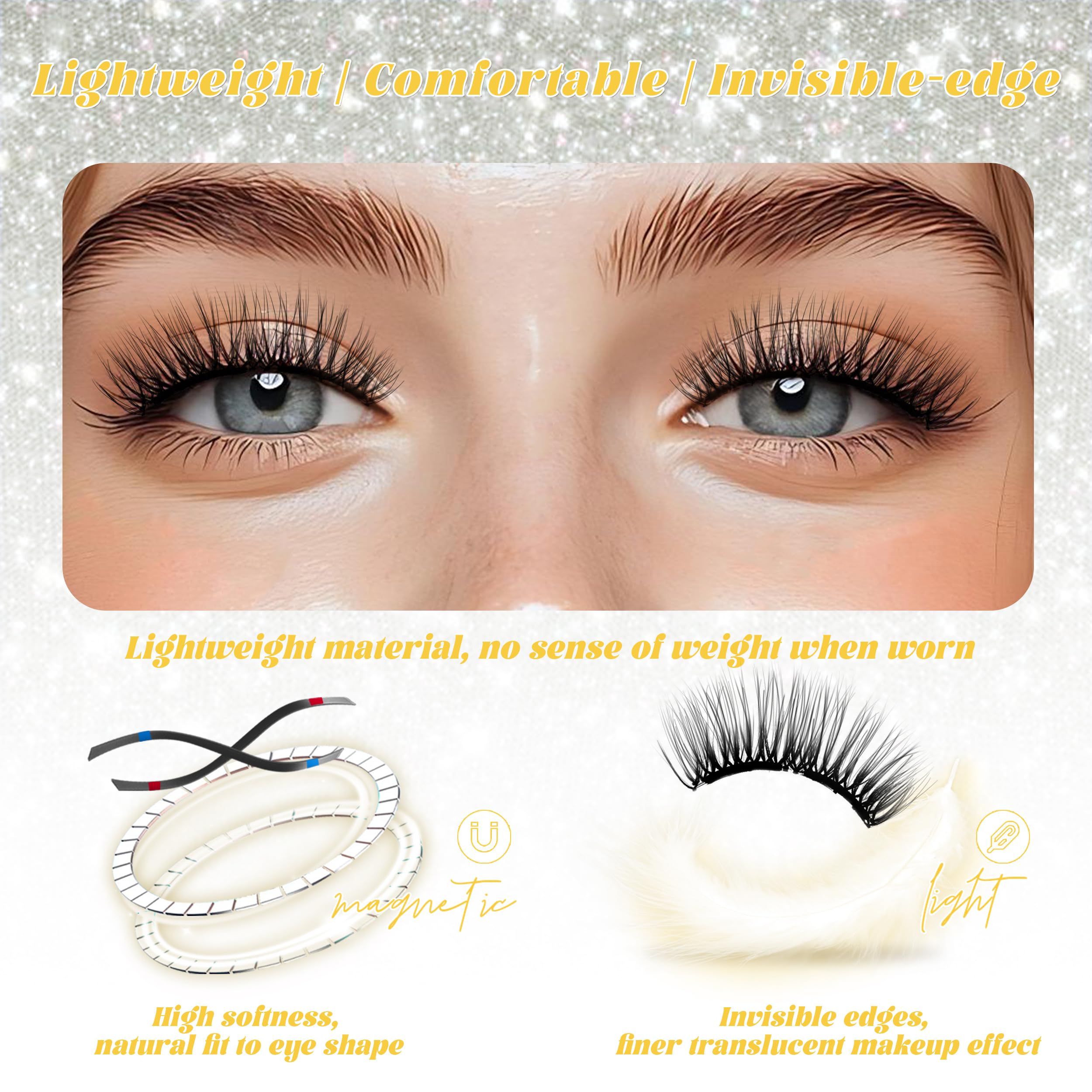 CHENSPLEND Magnetic Eyelashes with Applicator CK03 – Cat Eye Style, Reusable Lashes, No Glue Needed