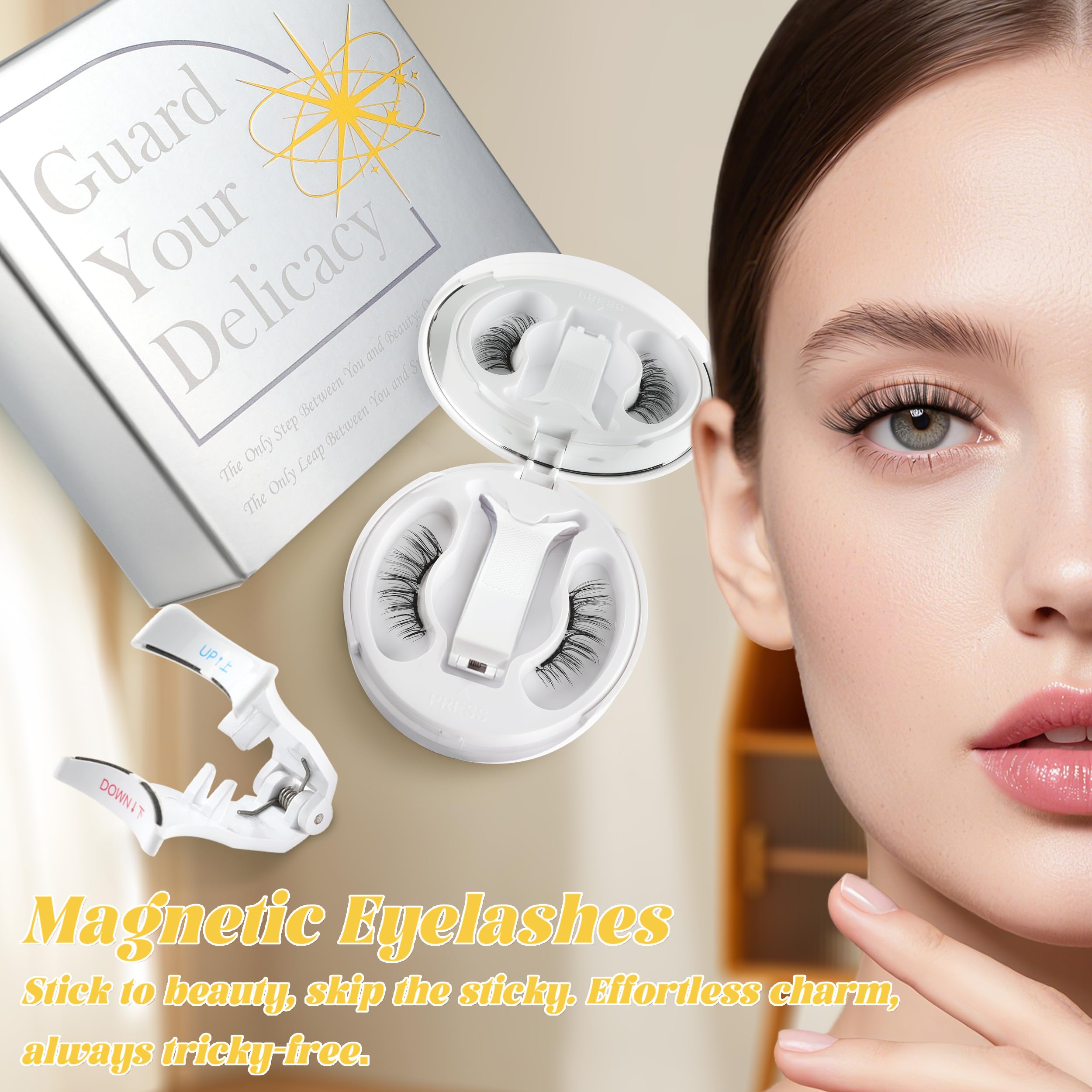 CHENSPLEND Magnetic Eyelashes with Applicator – Feathery, Natural Look, No Glue Needed (W02)