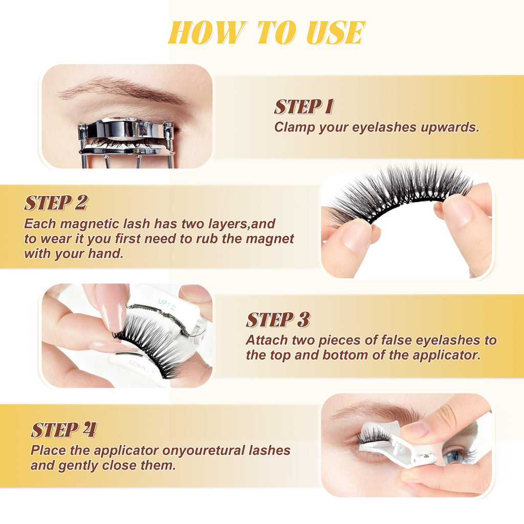 CHENSPLEND Magnetic Eyelashes with Applicator CK03 – Cat Eye Style, Reusable Lashes, No Glue Needed