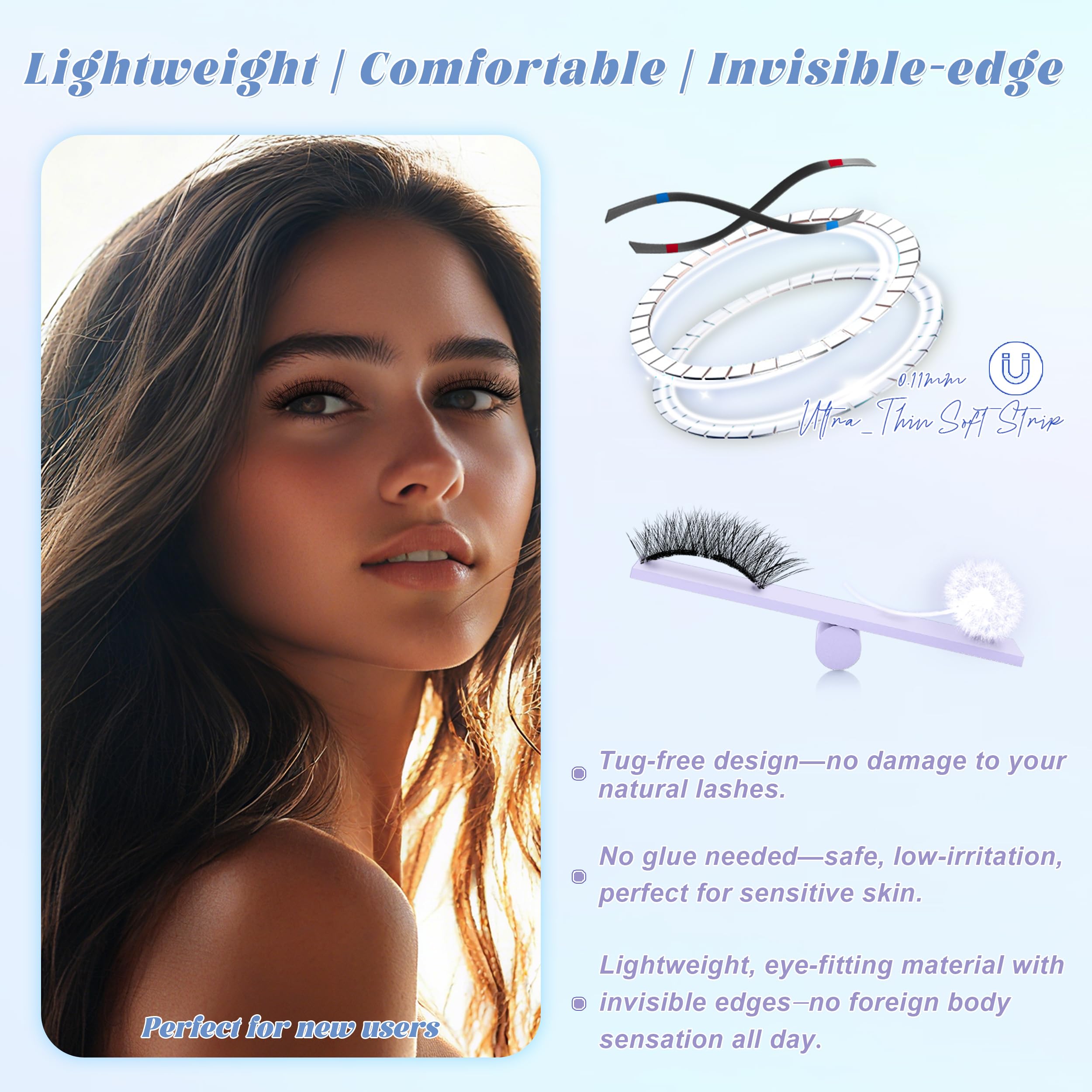CHENSPLEND Upgrade Magnetic Eyelashes with Applicator – Dynamic Curl, No Glue