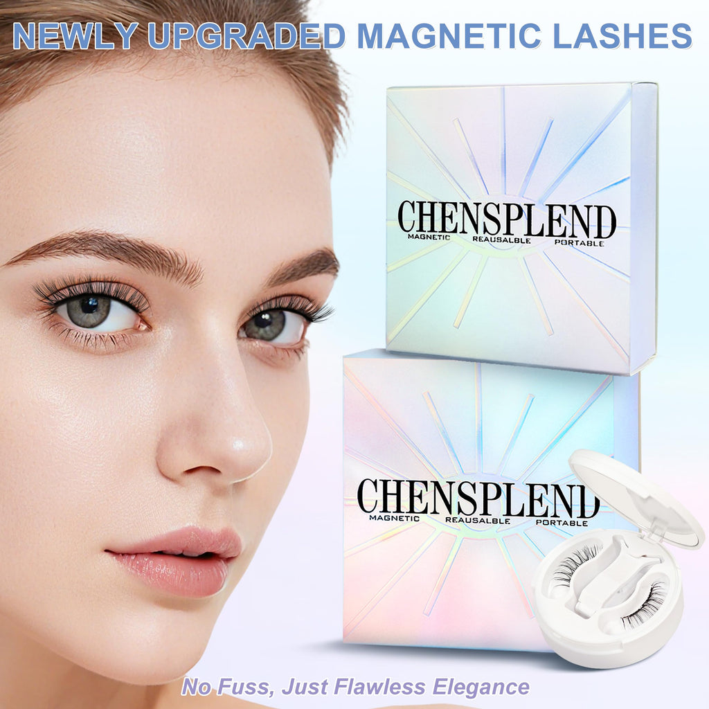 Chensplend Upgrade Magnetic Eyelashes with Applicator – Feathery Light Style, Glue-Free, Natural Look