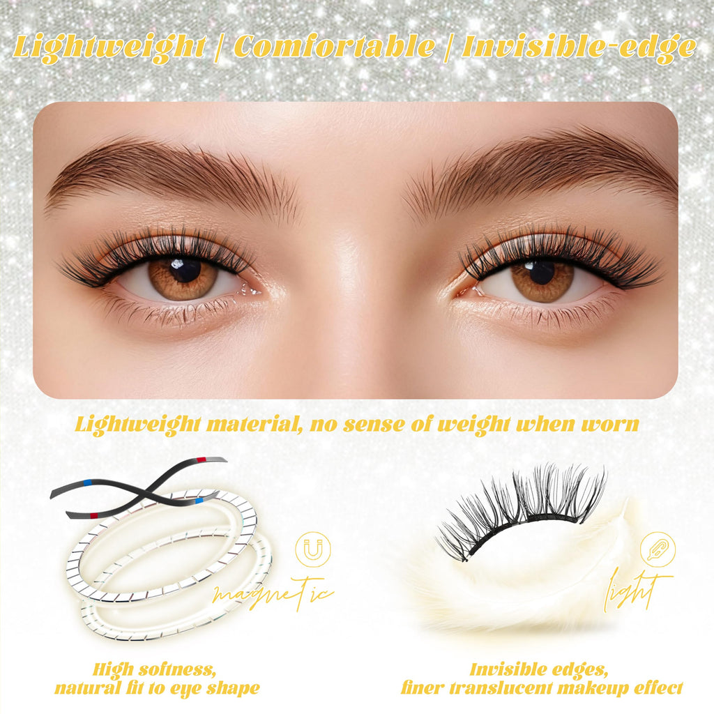 CHENSPLEND Magnetic Eyelashes with Applicator – Feathery, Natural Look, No Glue Needed (W02)