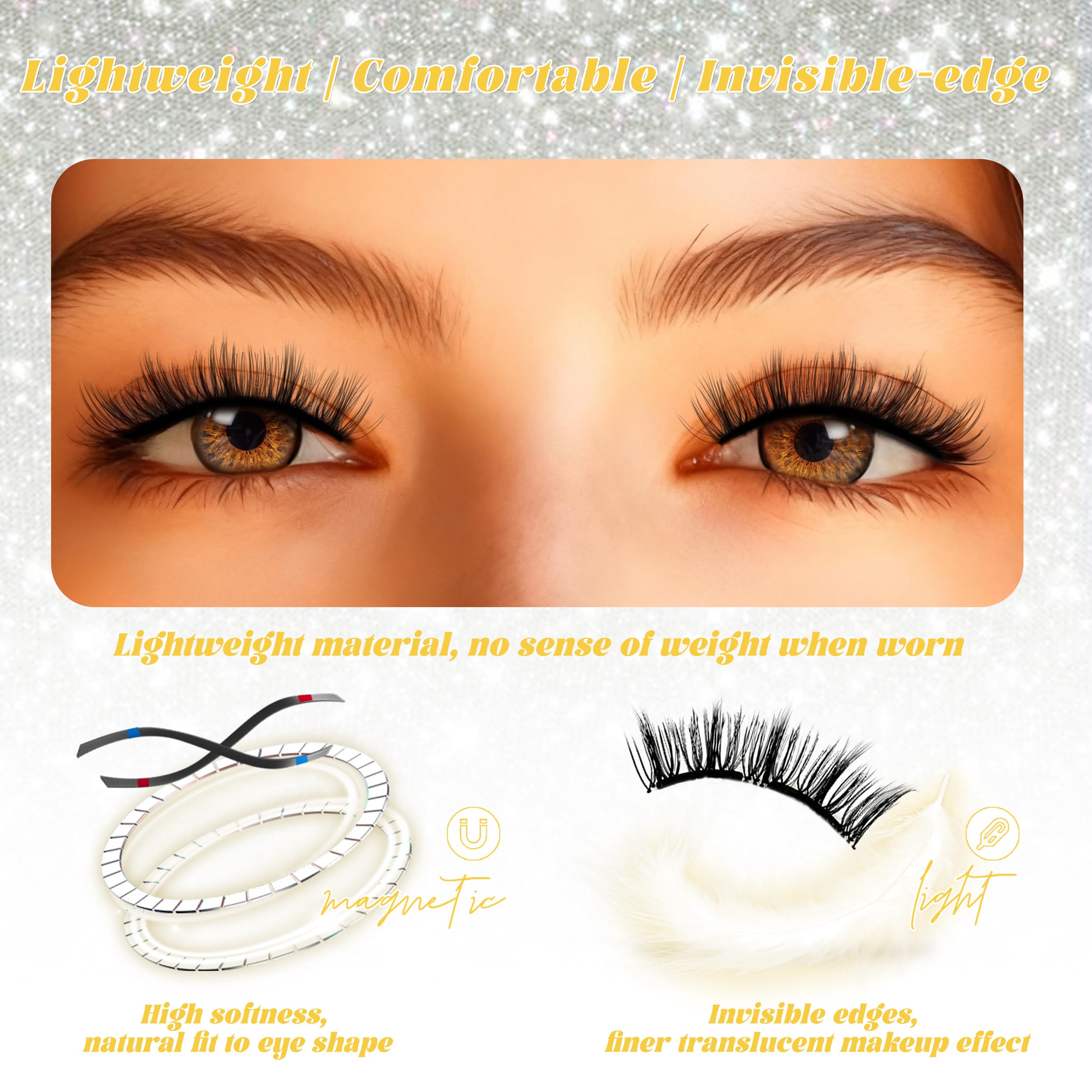Chensplend Magnetic Eyelashes with Applicator – Feathery, Natural Look, Glue-Free Lashes (M04)