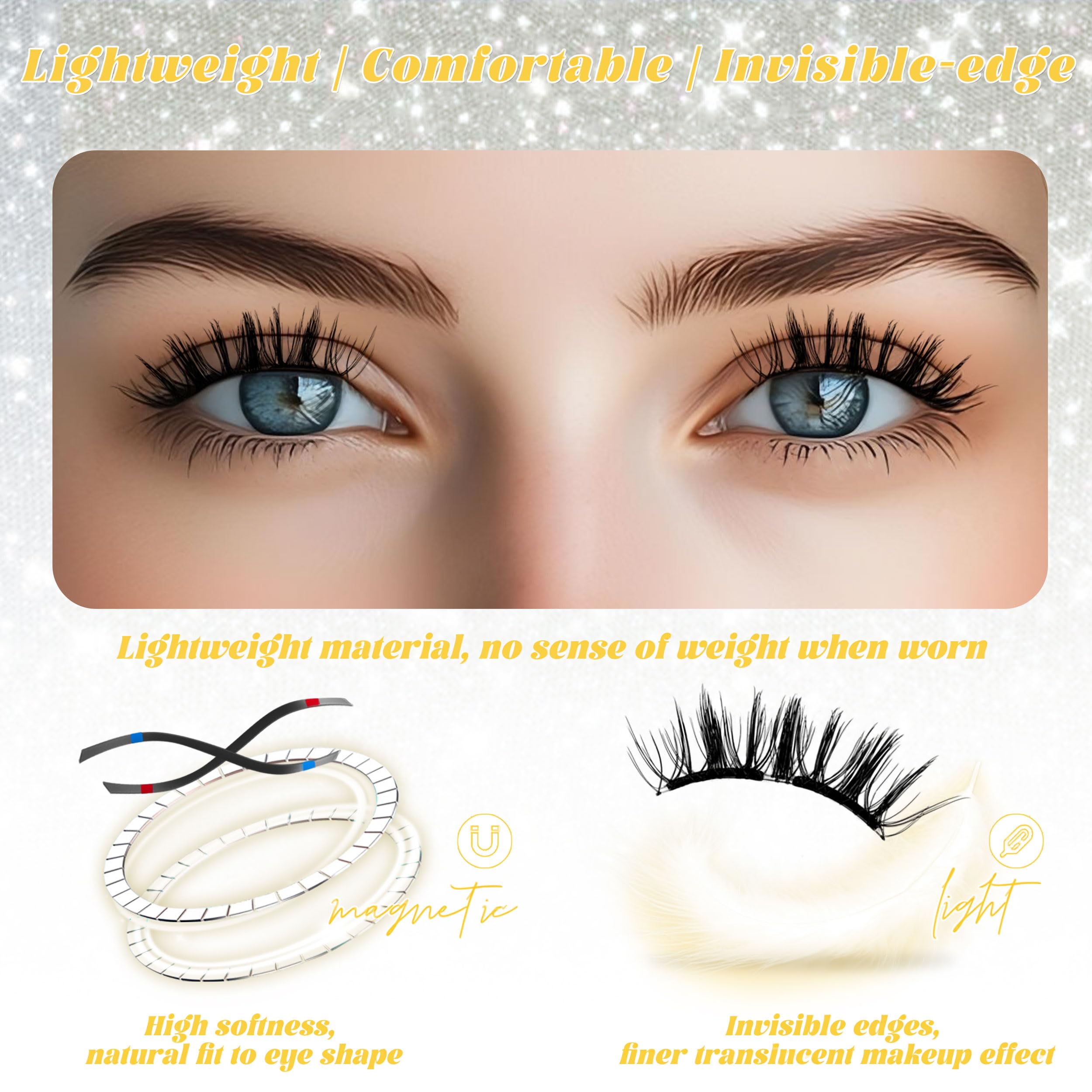 Chensplend Magnetic Eyelashes with Applicator – Feathery, Glue-Free, Easy Wear Kit