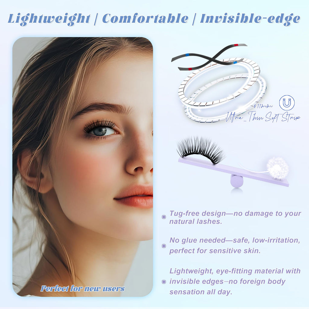 CHENSPLEND Upgrade Magnetic Eyelashes with Applicator - Natural Slim & Thick Style (N04)