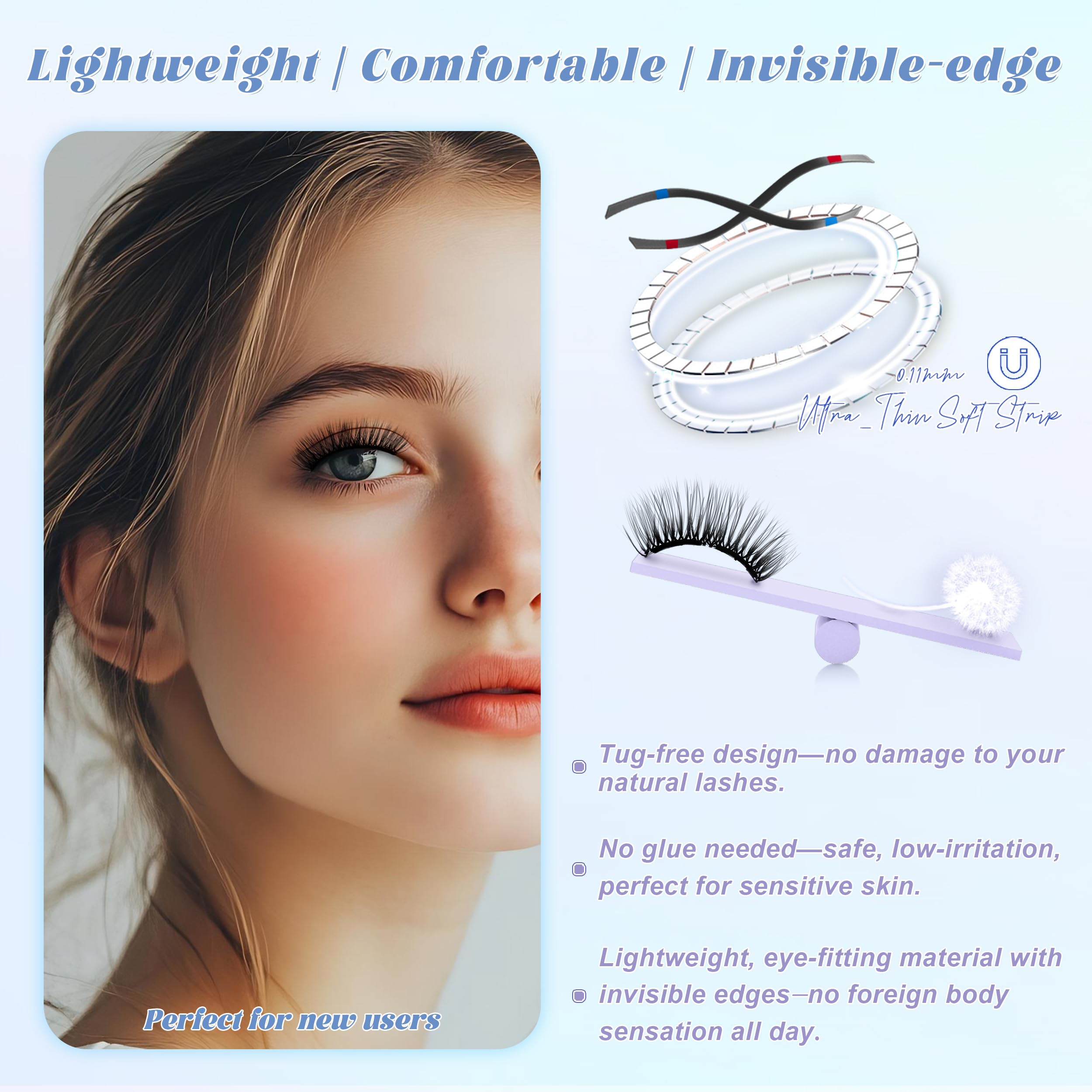 CHENSPLEND Upgrade Magnetic Eyelashes with Applicator - Natural Slim & Thick Style (N04)