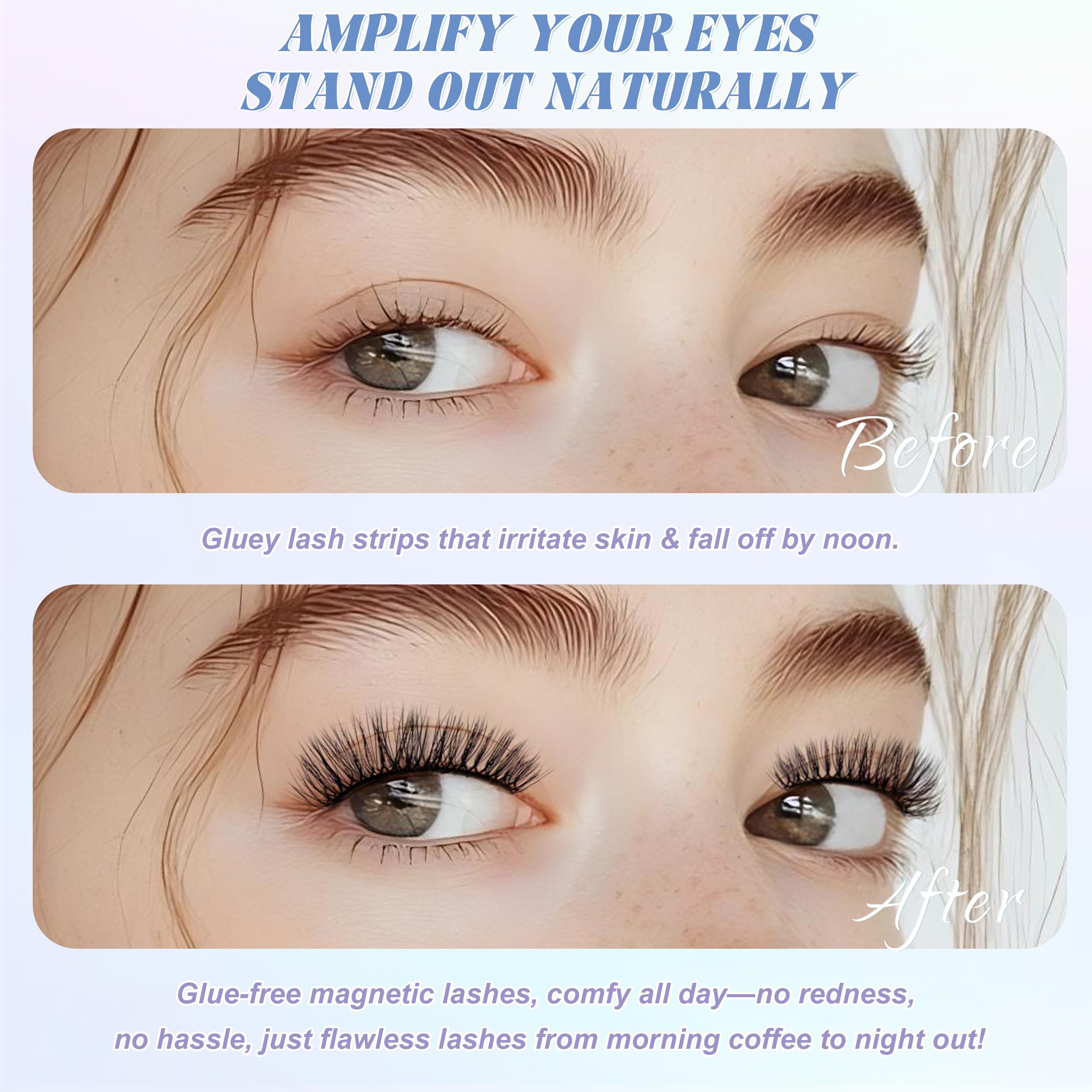 CHENSPLEND Upgrade Magnetic Eyelashes with Applicator - Natural Slim & Thick Style (N04)