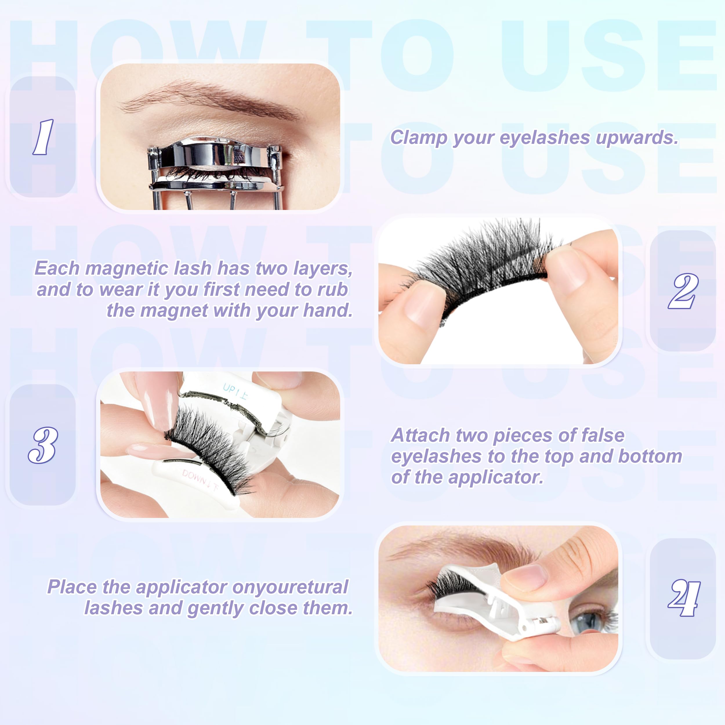 CHENSPLEND Upgrade Magnetic Eyelashes with Applicator – Dynamic Curl, No Glue